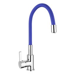 Смеситель для кухни 35 карт.  LEDEME  с бок. ручкой, гибкий излив, синий