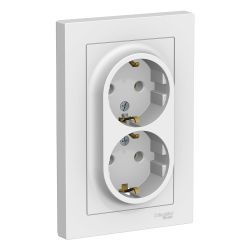 Розетка 2-ая с/п с/з  SCHNEIDER ELECTRIC ATLAS DESIGN Белый