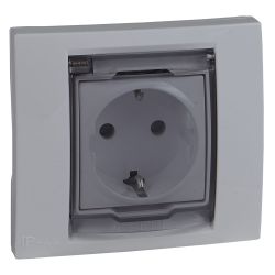 Розетка 1-ая с/п c/з з/ш с крышкой SCHNEIDER ELECTRIC UNICA Белый