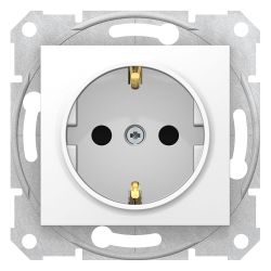 Розетка 1-ая с/п с/з, с защит шторками  SCHNEIDER ELECTRIC Sedna белый
