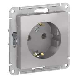 Розетка 1-ая с/п с/з  SCHNEIDER ELECTRIC ATLAS DESIGN Алюминий