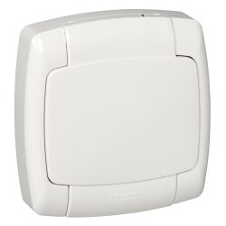 Розетка 1-ая с/п c/з с крышкой SCHNEIDER ELECTRIC Рондо белый
