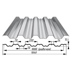 Профнастил   35 оцинк 0,45х1060х6000мм