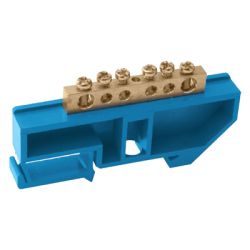 Шина земля на DIN-изоляторе 6х  9мм, D4-6мм, 12 отверстий