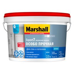 Краска ВД интерьерная моющаяся   4,5л  MARSHALL EXPORT-7  BW матовая