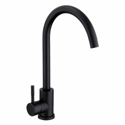 Смеситель для кухни 35 карт.  АНТЕЙ БУЛАТ  с бок. ручкой, нерж, черный