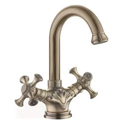 Смеситель для умывальника 1/2" кер.  LEDEME  литой излив, бронза