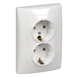 Розетка 2-ая с/п с/з  SCHNEIDER ELECTRIC Sedna белый