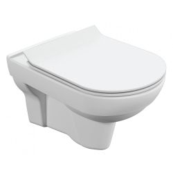 Унитаз подвесной белый CITY безободковый, сиденье дюропласт, микролифт 370х355х530  CERSANIT