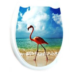 Сиденье для унитаза белое/фламинго  ОКЕАН