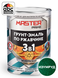 Грунт-эмаль с молотк. эффект. изумруд  0,9л  FARBITEX Профи master prime УЦЕНКА