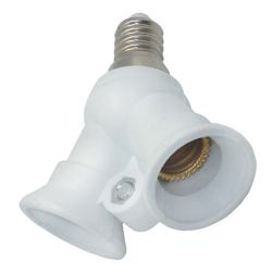 Переходник патрон Е14 на 2*Е14 белый