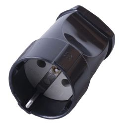 Штепсельная розетка с/з  GENERAL черн.