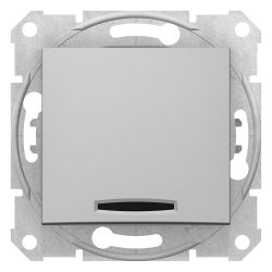 Выключатель 1-ый с/п с подсветкой кнопочный  SCHNEIDER ELECTRIC Sedna алюм