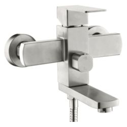 Смеситель ванн.-душ. 35 карт.  LEDEME  короткий излив, нерж, сатин