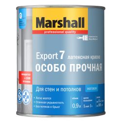 Краска ВД интерьерная моющаяся   0,9л  MARSHALL EXPORT-7  BW матовая