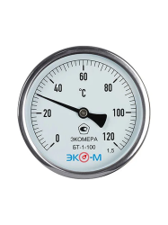 Термометр биметаллический D 100 зад.подкл. (0...+120*C) L  40  ЭКОМЕРА