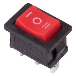 Выключатель клавишный 250В 6А (3с) ON-OFF-ON красн. с нейтралью Mini (RWB-205; SC-768) REXANT
