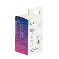 Лампа светодиод 12Вт, 220В, Е27, холод (6500К)  HiTT