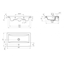 Умывальник мебельный белый COMO   80 800х165х450  CERSANIT
