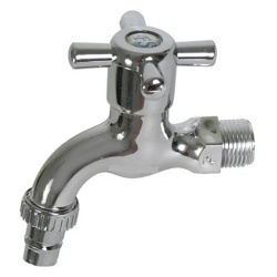 Кран водоразборный пласт 1/2" со штуцером хром.