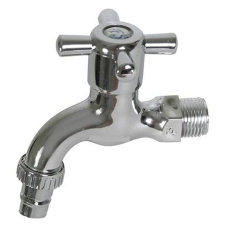Кран водоразборный пласт 1/2" со штуцером хром.