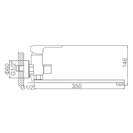 Смеситель ванн.-душ. 35 карт.  LEDEME L-35