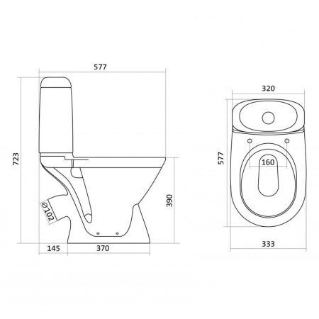 Унитаз белый РИМИНИ компакт, дюропласт 580х340х730  SANTEK