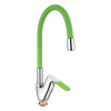 Смеситель для кухни 40 карт.  LEDEME  с бок. ручкой, силиконовый излив, зеленый