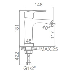 Смеситель для умывальника 35 карт.  LEDEME  нерж, сатин