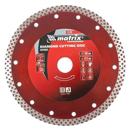 Круг отрезной алмазный 180 х 22 сплош. сухая резка  MATRIX  