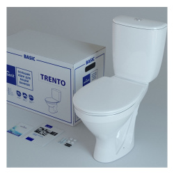 Унитаз белый TRENTO компакт, сиденье полипропилен, микролифт 635х354х805  CERSANIT