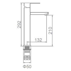 Смеситель для умывальника 35 карт.  LEDEME на гайке, нерж, сатин