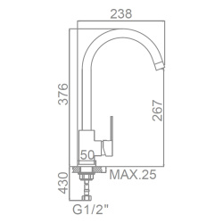 Смеситель для кухни 40 карт.  LEDEME  с бок. ручкой, литой излив, белый/сатин