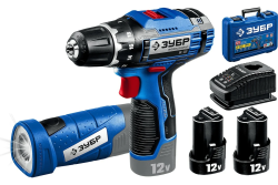 Шуруповерт акк ЗУБР DL-121-22F  (12В,2акк,2,0Ач,40Нм,0.96кг) + фонарь