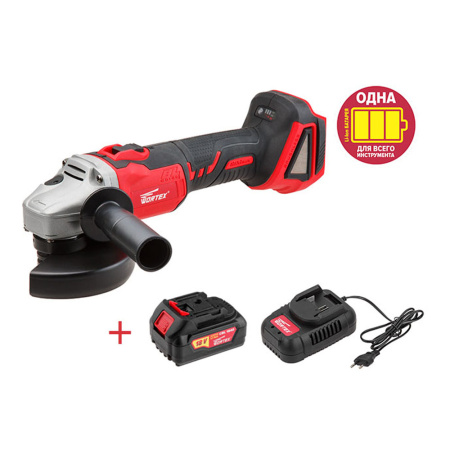 Углошлиф. маш. аккумуляторная WORTEX CAG 1812 E (18В, 1акк, 4Ач, 125мм, 8000об/мин, 1,6кг)