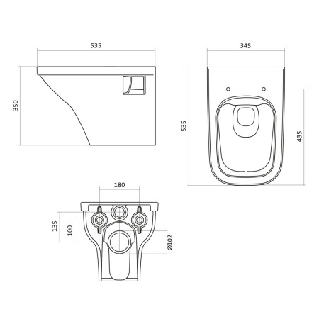 Унитаз подвесной белый ЛАЙН сиденье дюропласт, микролифт 535х345х350  SANTEK