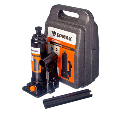 Домкрат гидравлич. бутылочный  3,0т  в кейсе  ЕРМАК (подъём 194-372мм)