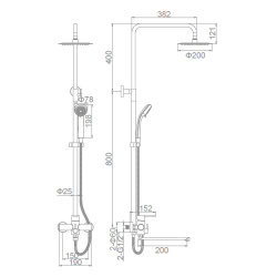 Смеситель ванн.-душ. 35 карт.  LEDEME  стационарный, нерж, сатин
