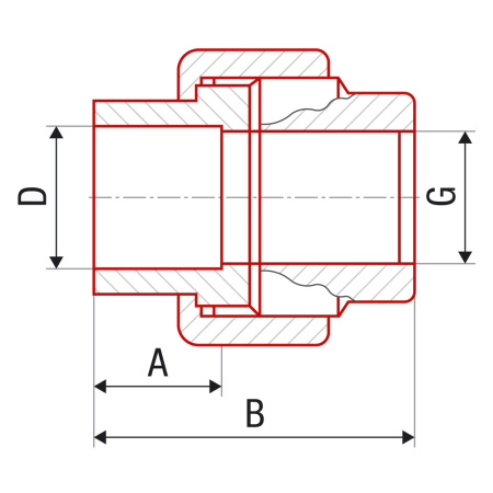 Американка 50 - 1 1/2" ВР PPR серый  FV-PLAST