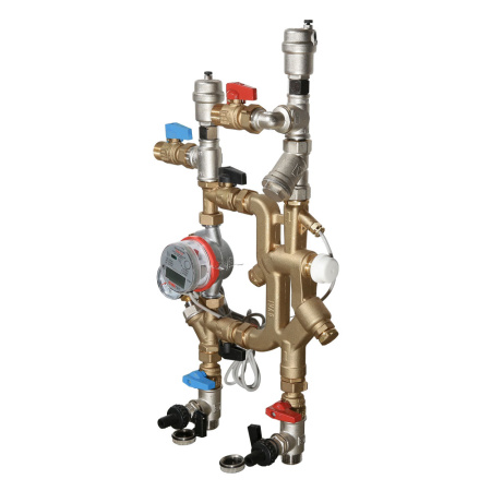 Квартирная станция отопительного контура (верт. исполн.), т/сч, M-B -0,6 куб.м/час, лев.  VALTEC