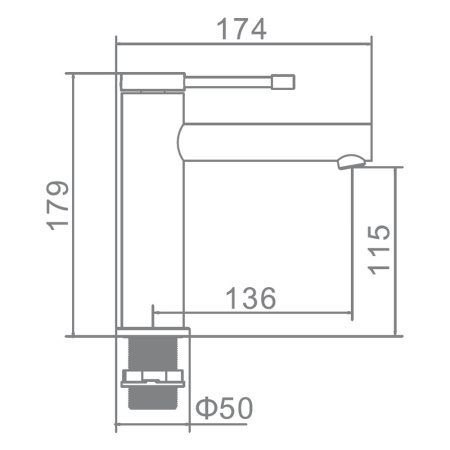 Смеситель для умывальника 35 карт.  LEDEME на гайке