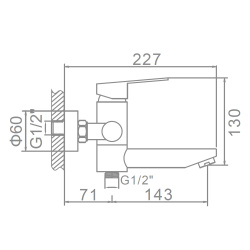 Смеситель ванн.-душ. 35 карт.  LEDEME  короткий излив, нерж, сатин