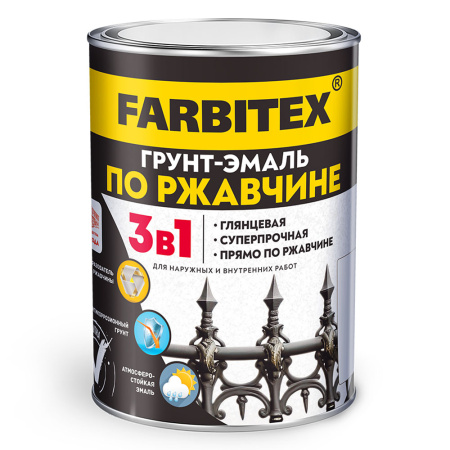 Грунт-эмаль по ржавчине белая   1,8кг  FARBITEX