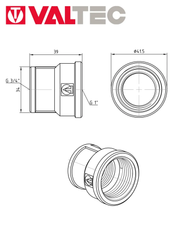 Муфта переходная    3/4" -   1" ник  VALTEC