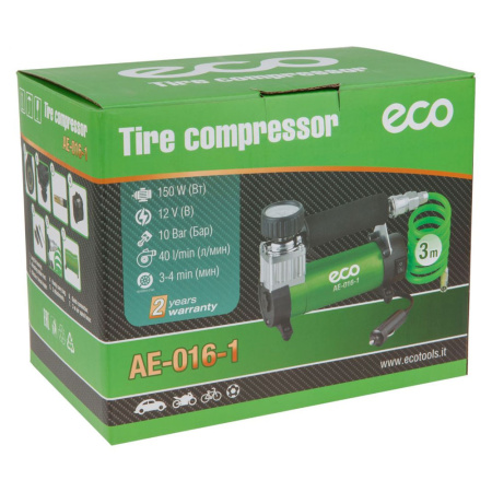 Компрессор автомобильный  ECO AE-016-1  (12В,150Вт,40л/мин,сумка)