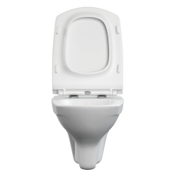 Унитаз подвесной белый CARINA безободковый сиденье дюропласт, микролифт 350х345х535  CERSANIT