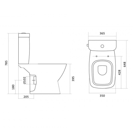 Унитаз белый НЕО компакт, сиденье дюропласт, микролифт 650х370х790  SANTEK