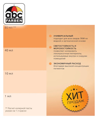 Колер персиковый высококонцентрированный 80мл  TICIANA