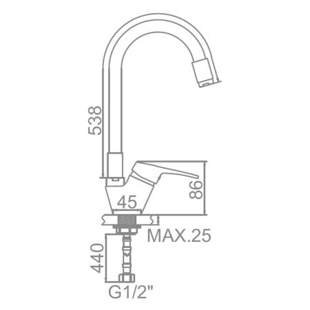 Смеситель для кухни 40 карт.  LEDEME  с бок. ручкой, силиконовый излив, зеленый